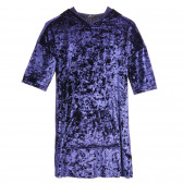 Βελούδινο φόρεμα με κουκούλα και τσέπη, σκούρο μπλε Sisley 237617 