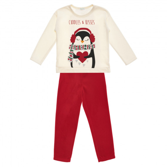 Πολικές πιτζάμες με εκτύπωση σε λευκό και κόκκινο Benetton 237759 