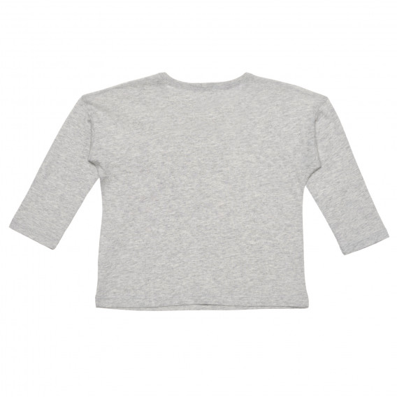 Βαμβακερή μπλούζα με μακριά μανίκια και εκτύπωση σε γκρι χρώμα Benetton 237826 3