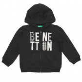 Βαμβακερή μπλούζα με το εμπορικό σήμα για μωρό, μαύρο Benetton 237915 