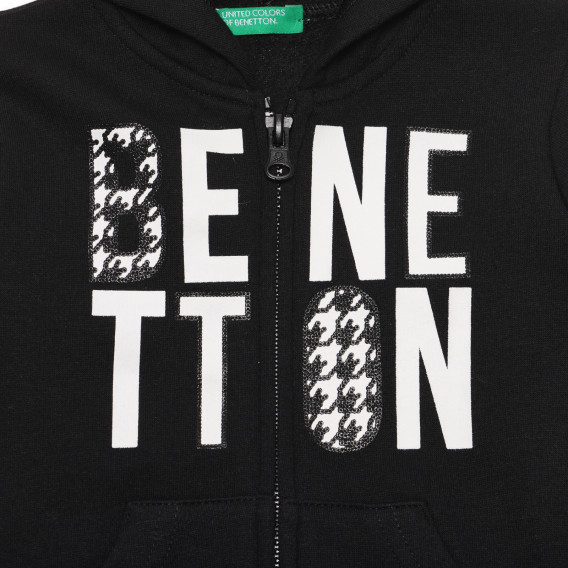Βαμβακερή μπλούζα με το εμπορικό σήμα για μωρό, μαύρο Benetton 237916 2