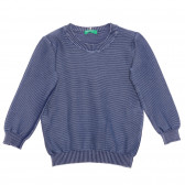 Βαμβακερό πουλόβερ με ελαστική πλέξη στο τέλος για μωρό, μπλε Benetton 237935 