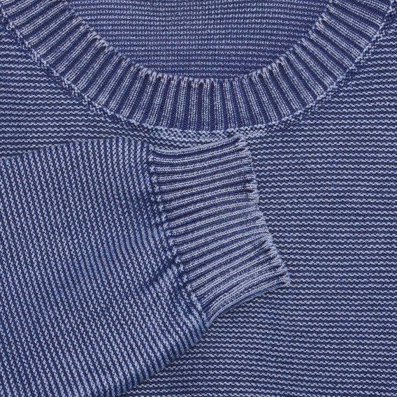 Βαμβακερό πουλόβερ με ελαστική πλέξη στο τέλος για μωρό, μπλε Benetton 237936 2