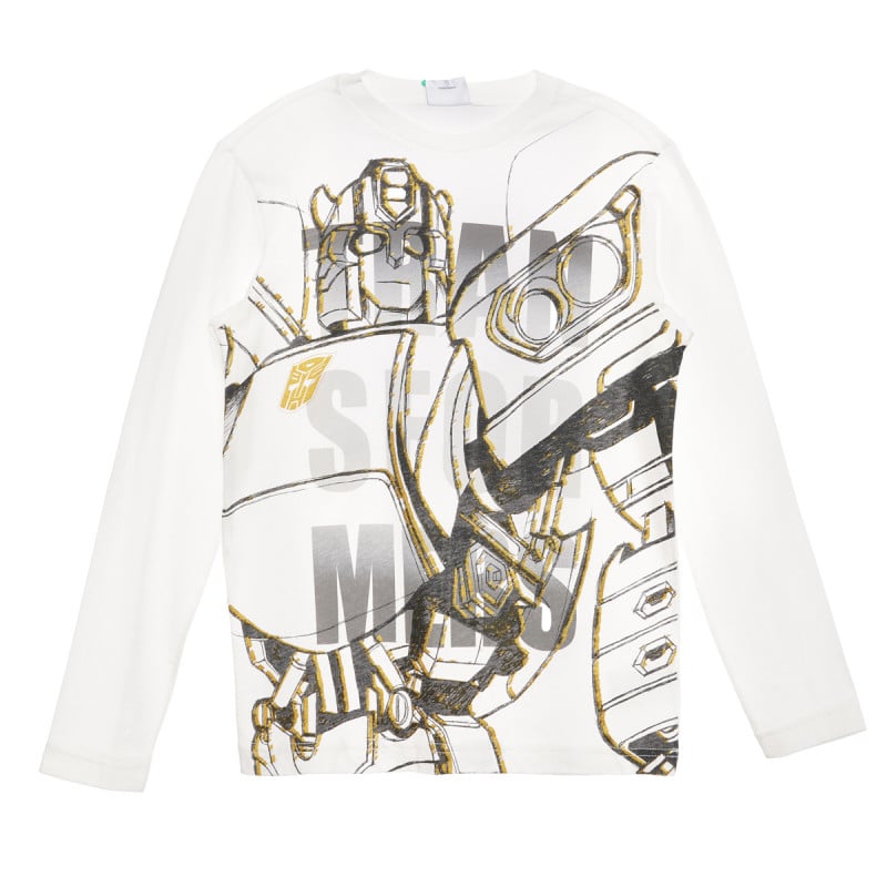 Βαμβακερή μπλούζα με τύπωμα Transformers, λευκή  237947
