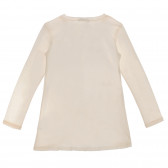 Βαμβακερή μπλούζα με κάθετη επιγραφή και κορδέλα, λευκή Sisley 238038 4
