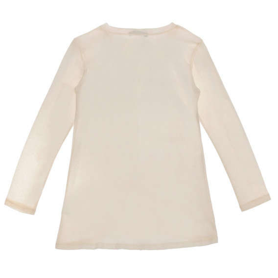 Βαμβακερή μπλούζα με κάθετη επιγραφή και κορδέλα, λευκή Sisley 238038 4