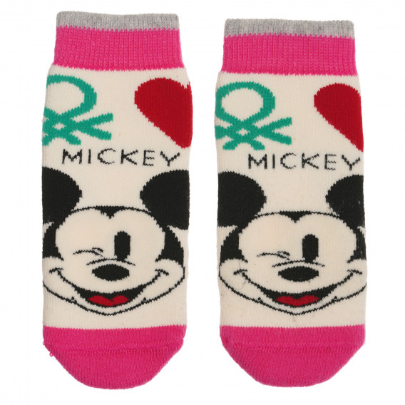 Κάλτσες μωρού Mickey Mouse σε λευκό και ροζ χρώμα Benetton 238075 