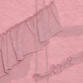 Βαμβακερή μπλούζα με μακριά μανίκια και βολάν, ροζ Benetton 238099 2