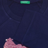 Βαμβακερή μπλούζα με μακριά μανίκια και απλικέ πούλιες Benetton 238104 3