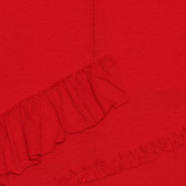 Βαμβακερή μπλούζα με μακριά μανίκια και βολάν, κόκκινο Benetton 238112 2