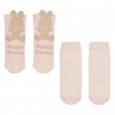 Σετ από δύο ζευγάρια καλτσών Happy Bunny, ροζ Benetton 238155 