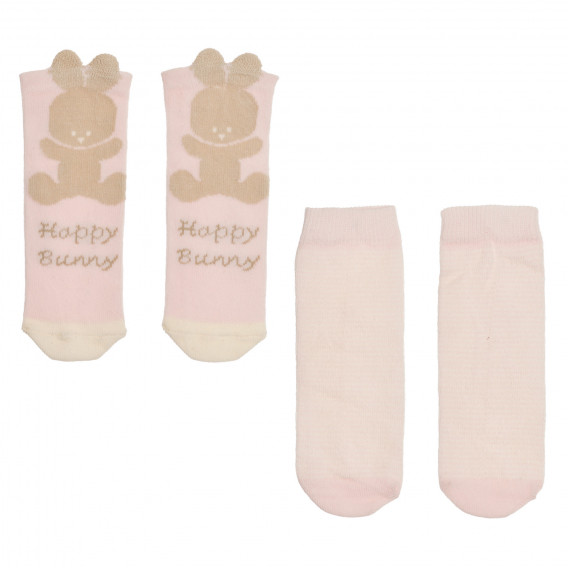 Σετ από δύο ζευγάρια καλτσών Happy Bunny, ροζ Benetton 238155 