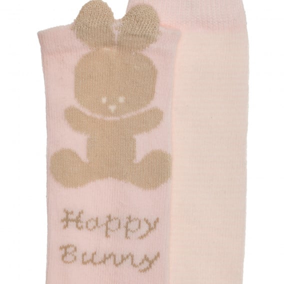 Σετ από δύο ζευγάρια καλτσών Happy Bunny, ροζ Benetton 238157 3