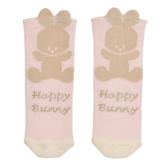 Σετ από δύο ζευγάρια καλτσών Happy Bunny, ροζ Benetton 238158 2