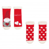 Σετ από δύο ζευγάρια κάλτσες με Χριστουγεννιάτικα μοτίβα για μωρό, κόκκινο Benetton 238172 