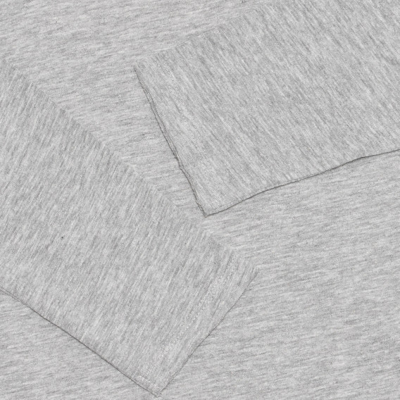 Βαμβακερή μπλούζα με μακριά μανίκια και απλικέ πούλιες, σε γκρι χρώμα Benetton 238175 3