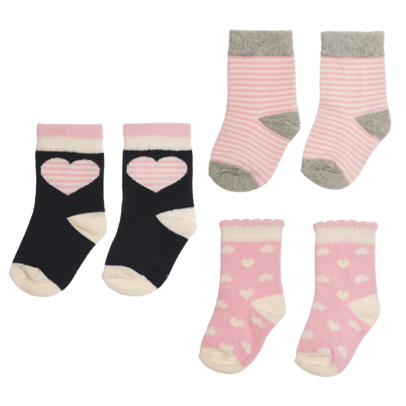 Σετ τριών ζευγαριών βρεφικών κάλτσες σε ροζ και σκούρο μπλε  238195