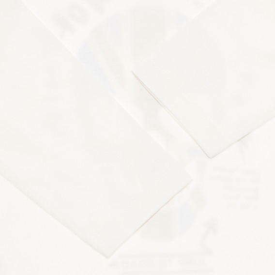 Βαμβακερή μπλούζα με μακριά μανίκια και τύπωμα, σε λευκό Benetton 238230 3