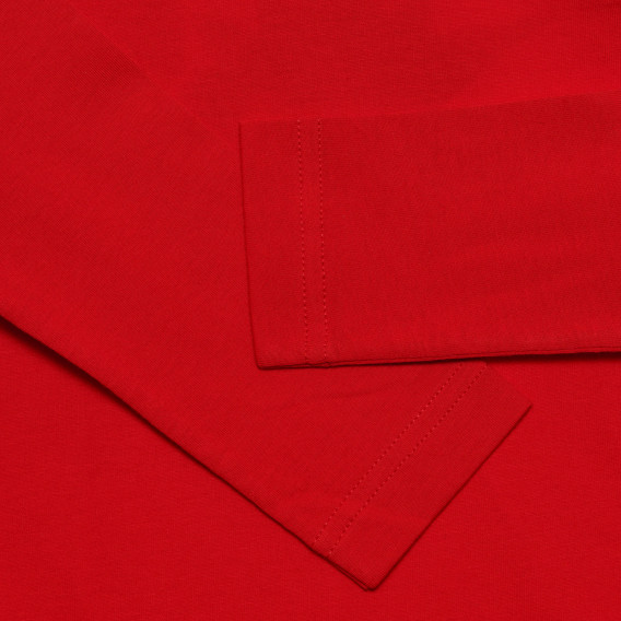 Βαμβακερή μπλούζα με μακριά μανίκια και τύπωμα, κόκκινο Benetton 238245 2