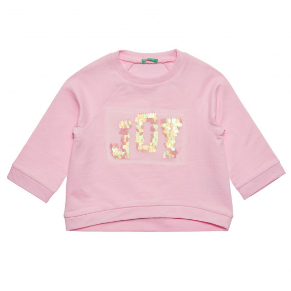 Βαμβακερή μπλούζα με απλικέ για μωρό, σε ροζ χρώμα Benetton 238251 