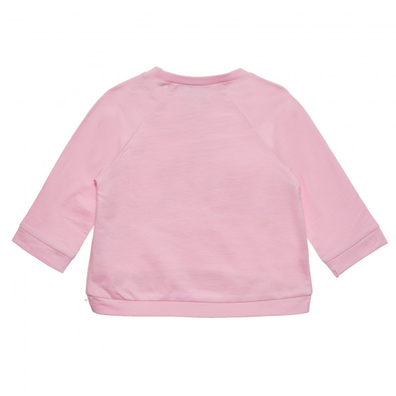 Βαμβακερή μπλούζα με απλικέ για μωρό, σε ροζ χρώμα Benetton 238253 4