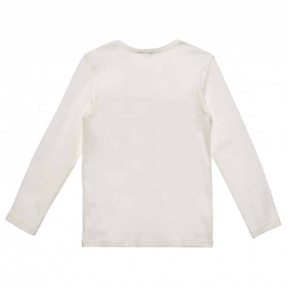 Βαμβακερή μπλούζα με μακριά μανίκια και το εμπορικό σήμα, λευκή Benetton 238266 4
