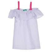 Ριγέ βαμβακερό φόρεμα με βολάν και ροζ λουράκια για ένα μωρό Benetton 238276 