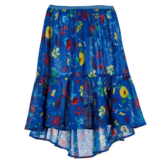 Βαμβακερή φούστα με ελαστική μέση και λουλουδάτο τύπωμα, μπλε Benetton 238291 
