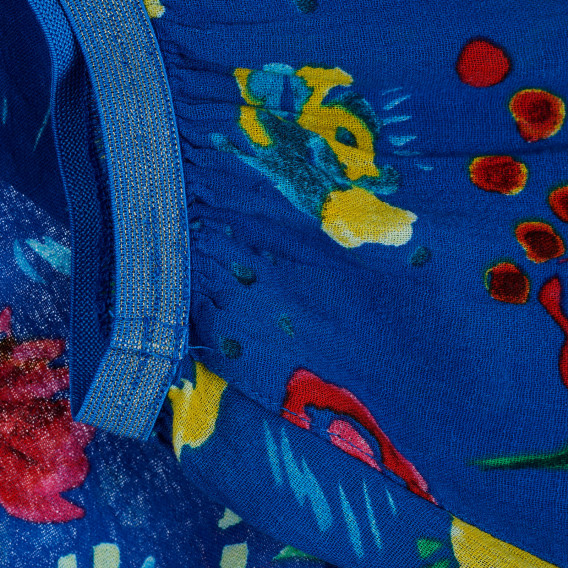 Βαμβακερή φούστα με ελαστική μέση και λουλουδάτο τύπωμα, μπλε Benetton 238292 2