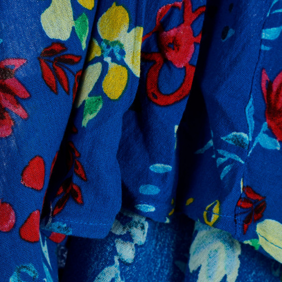 Βαμβακερή φούστα με ελαστική μέση και λουλουδάτο τύπωμα, μπλε Benetton 238293 3