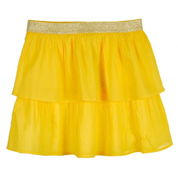 Βαμβακερή φούστα με ελαστική μέση σε χρυσό, κίτρινη Benetton 238298 4