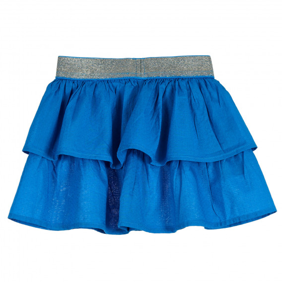 Βαμβακερή φούστα με ελαστική μέση σε ασημί, μπλε Benetton 238302 4