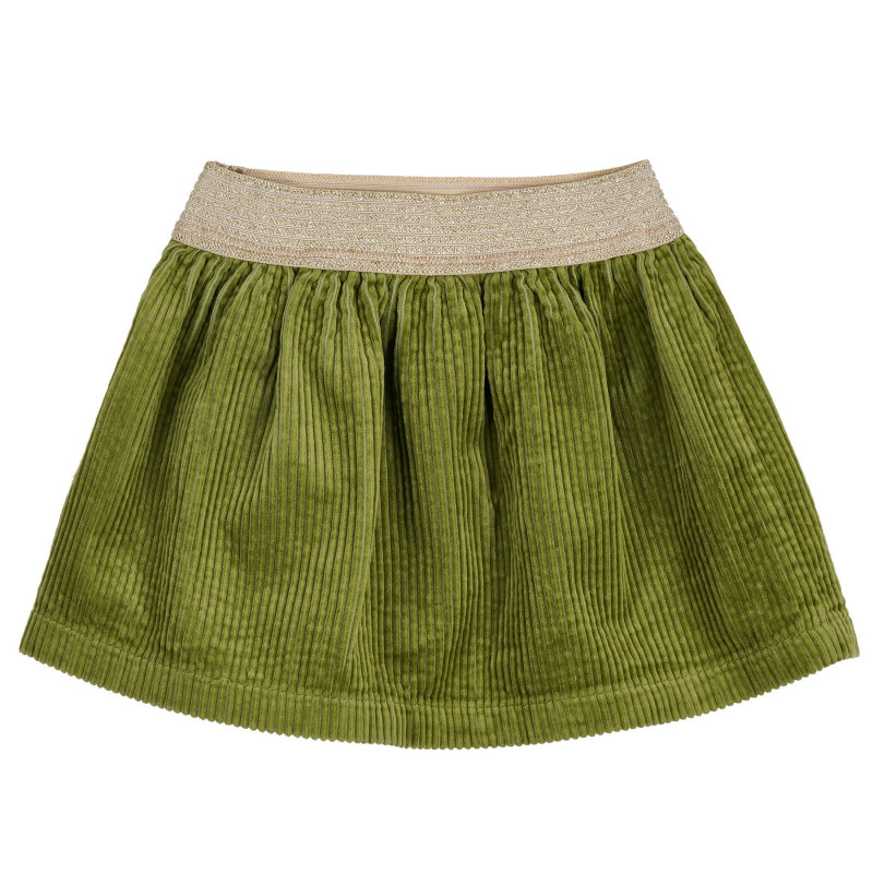 Βαμβακερή φούστα τζιν με ελαστική μέση σε χρυσό, πράσινη  238311