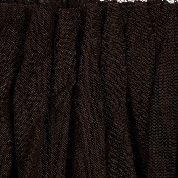 Κοντή φούστα με τούλι και διακόσμηση από χρυσές πούλιες, σε σκούρο καφέ Benetton 238329 3
