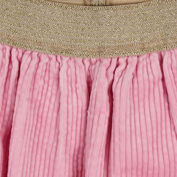 Βαμβακερή φούστα τζιν με ελαστική μέση σε χρυσό, ροζ Benetton 238336 2