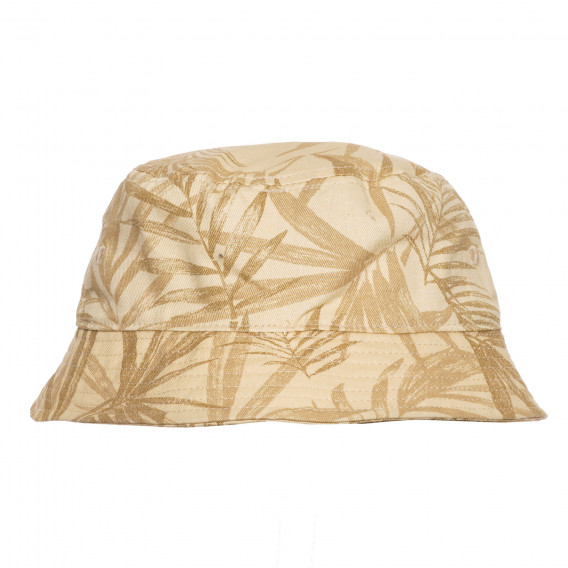 Βαμβακερό καπέλο με τύπωμα από φύλλα φοίνικα, μπεζ Benetton 238394 