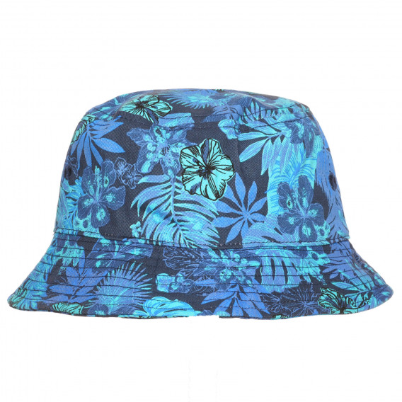 Βαμβακερό καπέλο με λουλουδάτο σχέδιο για μωρό, μπλε Benetton 238401 3
