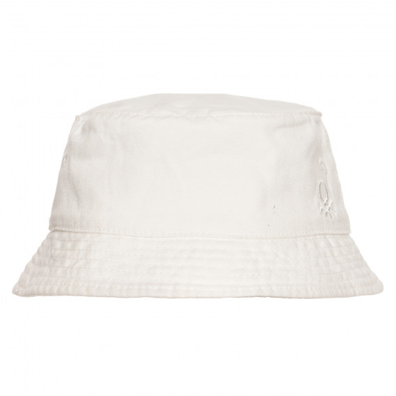 Απλό βαμβακερό καπέλο με το λογότυπο της μάρκας, λευκό Benetton 238417 