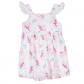 Βαμβακερό φόρεμα με τύπωμα φοίνικες και βολάν για ένα μωρό, λευκό Benetton 238453 