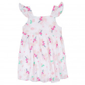 Βαμβακερό φόρεμα με τύπωμα φοίνικες και βολάν για ένα μωρό, λευκό Benetton 238456 4