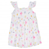Βαμβακερό φόρεμα με φλαμίνγκο και βολάν για μωρά, λευκό Benetton 238462 4
