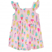 Βαμβακερό φόρεμα με παγωτό και βολάν για μωρά, ροζ Benetton 238468 4