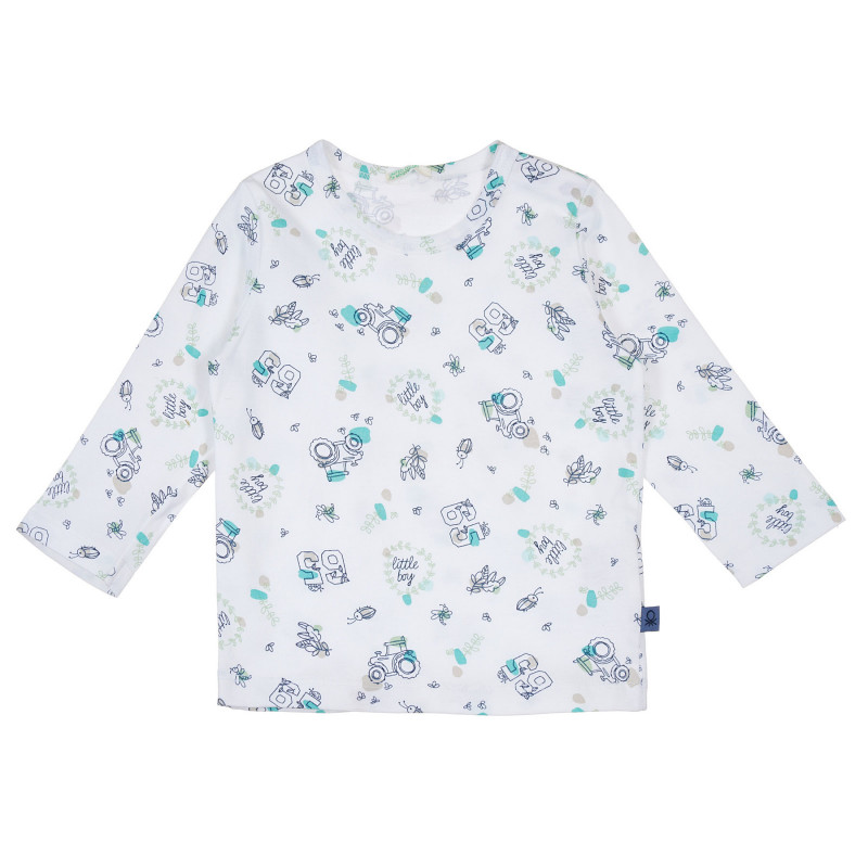 Βαμβακερή μπλούζα με τύπωμα φιγούρες για μωρά, λευκό  238477