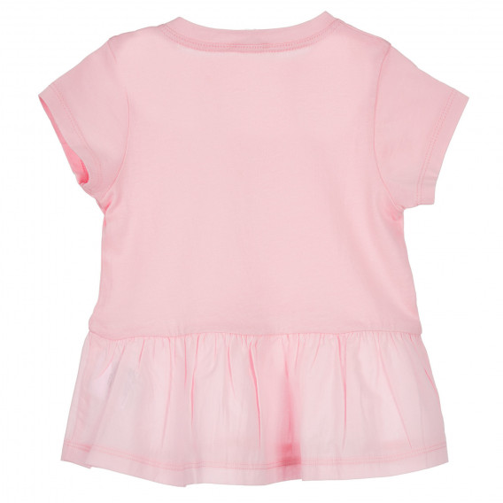 Βαμβακερή μπλούζα με δαντέλα στη μέση για ένα μωρό, ροζ Benetton 238484 4