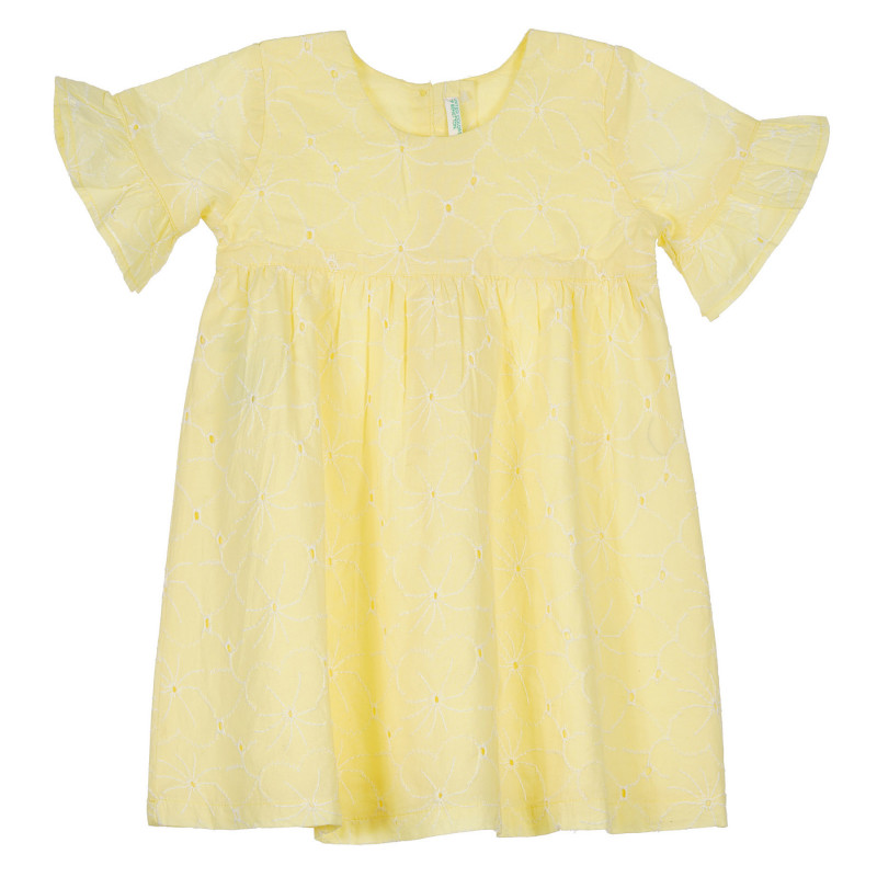 Βαμβακερό φόρεμα με κοντά μανίκια και βολάν για ένα μωρό, κίτρινο  238485