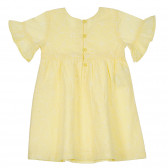 Βαμβακερό φόρεμα με κοντά μανίκια και βολάν για ένα μωρό, κίτρινο Benetton 238488 4