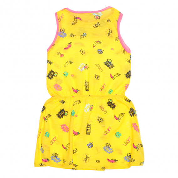Φόρεμα με εικονικό σχέδιο και ροζ αποχρώσεις, κίτρινο Benetton 238563 4