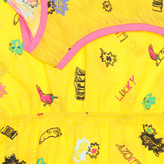 Φόρεμα με εικονικό σχέδιο και ροζ αποχρώσεις, κίτρινο Benetton 238564 3