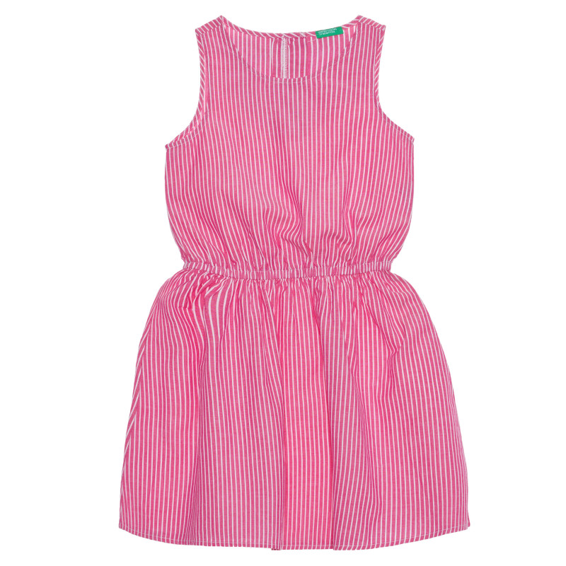 Αμάνικο βαμβακερό φόρεμα με λάστιχο και άσπρες ροζ ρίγες  238573