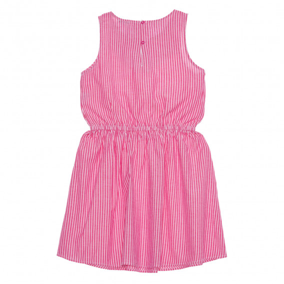 Αμάνικο βαμβακερό φόρεμα με λάστιχο και άσπρες ροζ ρίγες Benetton 238575 4